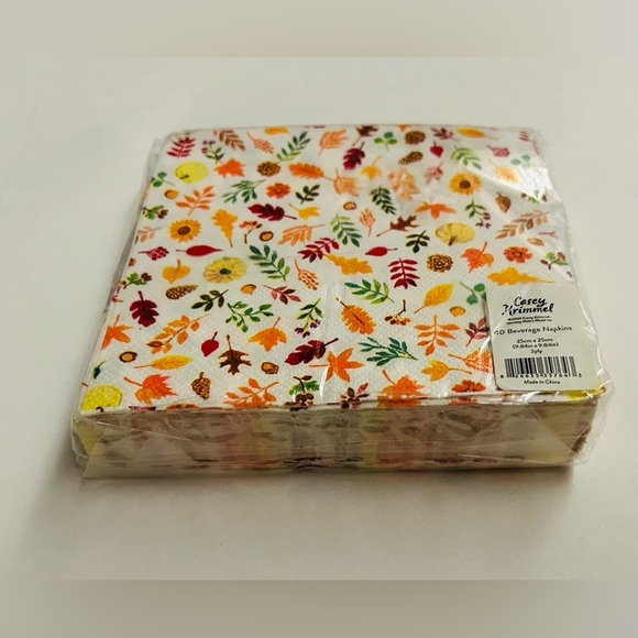 New 3 Packages of Casey Krimmel 40 Paper Beverage Napkins Fall Leaves - Picture 3 of 11